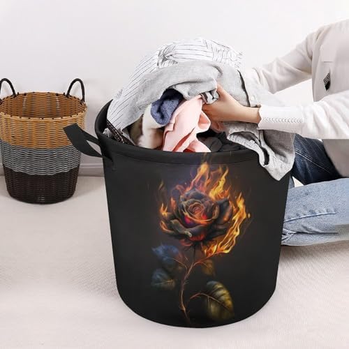 3D Rose Fire Laundry Basket for Dorms and Bedrooms