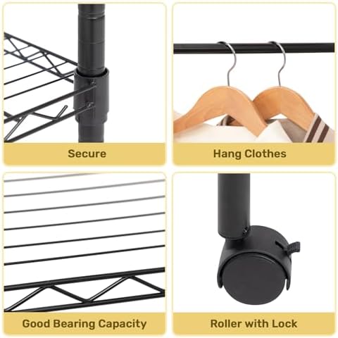 ALIMORDEN Laundry Cart with Clothes Rack Black