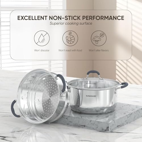 Sunhouse 33 Quarts Steamer Pot 2-Tier