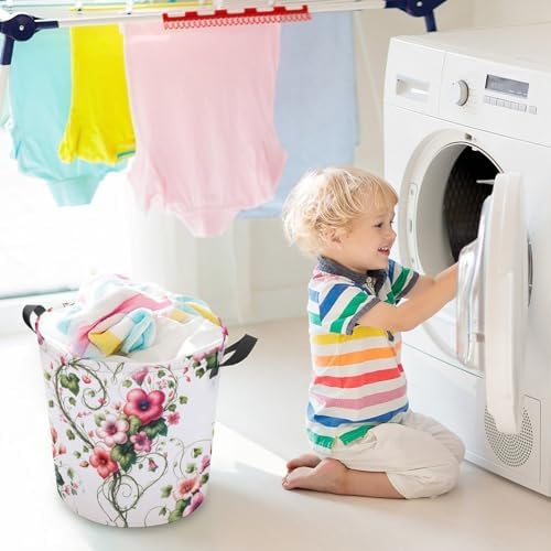 Heart Flowers Spring Laundry Hamper Waterproof Easy Carry by MEIKKO