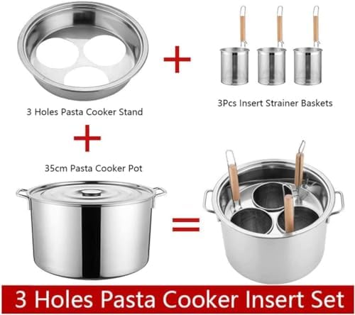 Stainless Steel Pasta Cooker with Strainer for 345 Holes Multi-Purpose