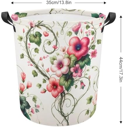 Heart Flowers Spring Laundry Hamper Waterproof Easy Carry by MEIKKO