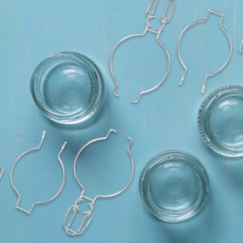 HOLIDYOYO Glass Jar Wire Clamp 10pcs Silver Stainless Steel