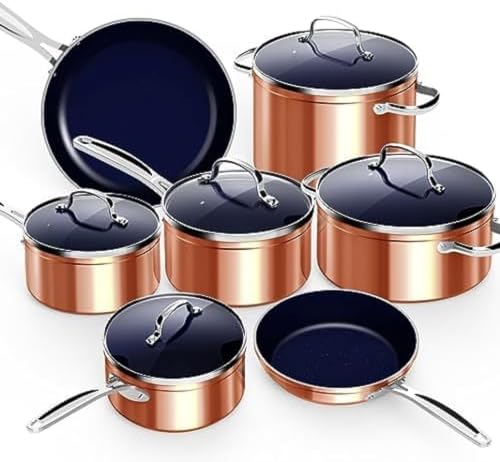12-Piece Non-Stick Ceramic Cookware Set with Induction Compatibility