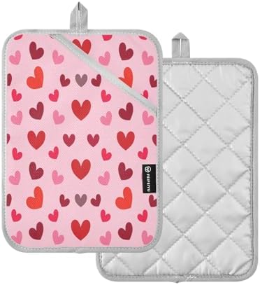Cute Hearts Potholders Set Essential Heat-Resistant Potholders for Ovens Kitchens