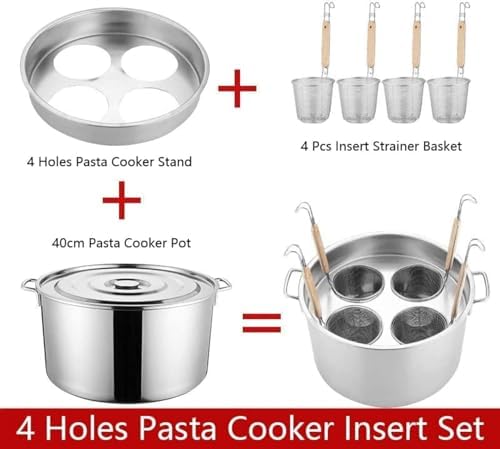 Bingwang 4-Hole Pasta Cooker Set with Strainer Basket 1