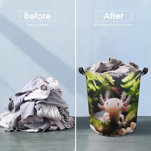 MEIKKO Cute Axolotl Laundry Hamper Nature Laundry Basket