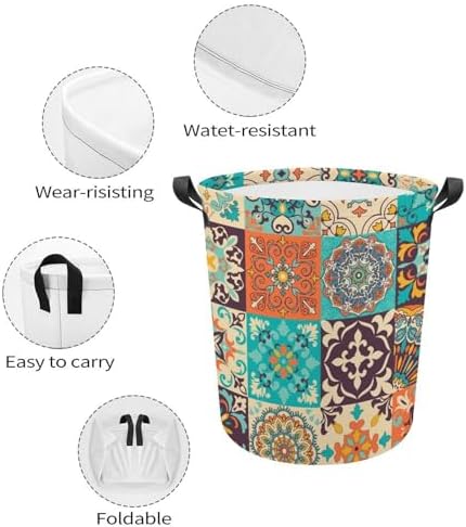 MEIKKO Patchwork Boho Vintage Laundry Basket