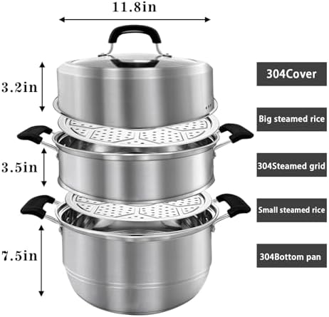 MANO Steamy Pot 2-Layer Stainless Steel with Handle for Quick Meals