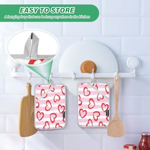 Kcldeci Heart and Line Oven Mitts 2 Pack