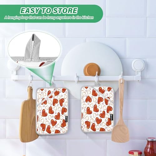 KCldeci Red Hearts Pot Holder Set