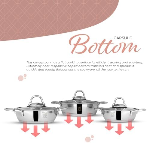 7-Piece Stainless Steel Cookware Set - Durable Non-Stick and Perfectly Balanced