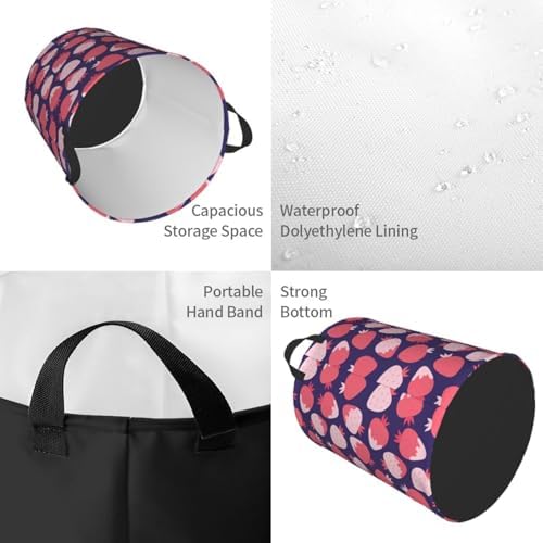 Strawberry Collapsible Laundry Basket w Handles Easy Carry Storage Organizer