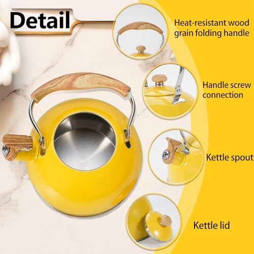 Foedo Whistling Tea kettle 26 Quart Effortlessly Heating Safe Durable