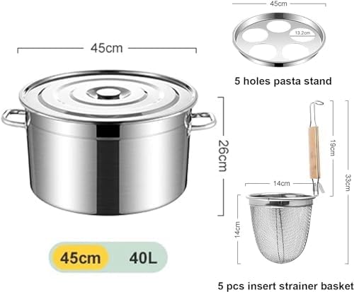 Attrexx 5-Hole Stainless Steel Pasta Cooker Set with Strainer Basket