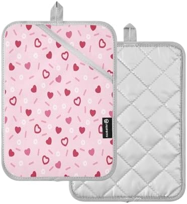 Pink Love Hearts 2-Pack Pot Holder Set