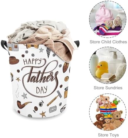 Happy Fathers Day Laundry Hamper with Waterproof Design and Carry Handles