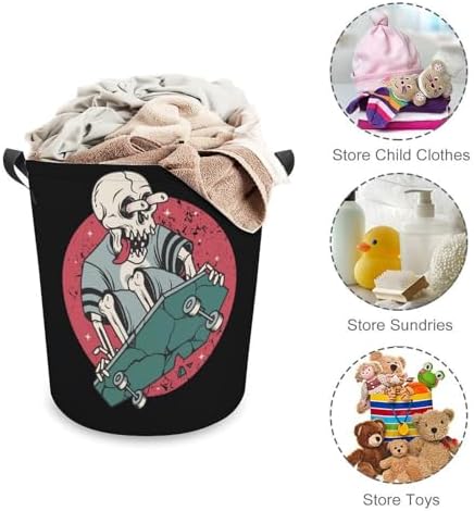 Skull Skateboard Laundry Hamper Waterproof