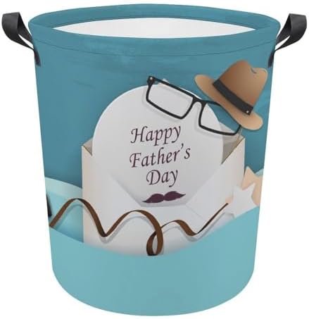 Happy Fathers Day Laundry Hamper with Funny Sunglasses Waterproof and Collapsible