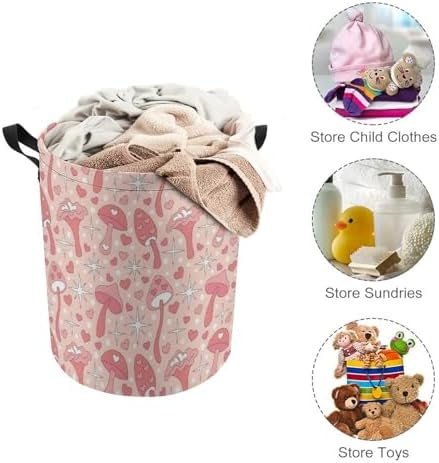 Rainbow Retro Mushroom Laundry Basket