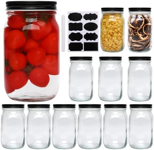 QAPPDA Premium 32 Oz Glass Jars Set 12 Count