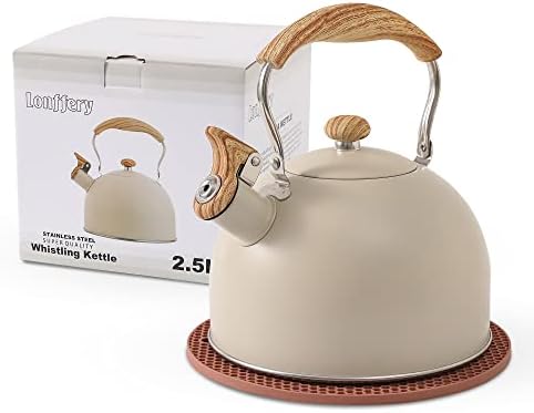 Lonffery Whistling Tea Kettle Creamy White