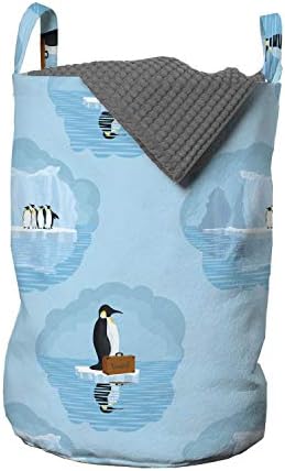 Ambesonne Winter Laundry Hamper Penguin Design Durable Compact for Chilly Days