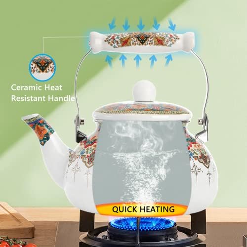 ZOOFOX 26 Quart Ceramic Tea Kettle Heat-Resistant Handle Stylish Design