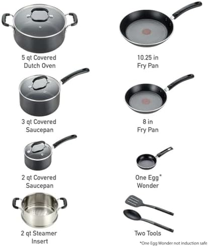 T-Fal Experience Nonstick 12-Piece Cookware Set Induction Oven Safe