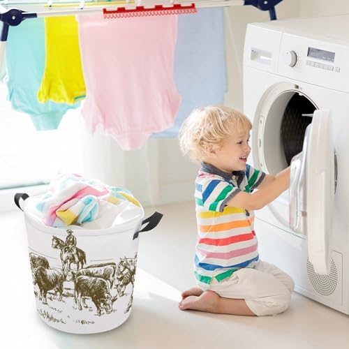 MEIKKO Cattle Drive Cowboys Laundry Hamper