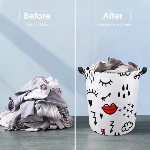 Red Lip Arrows Collapsible Laundry Basket Waterproof Durable for Easy Storage