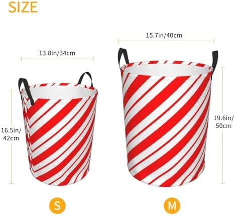 SHANGYINGJI Peppermint Stripes Linen Laundry Hamper