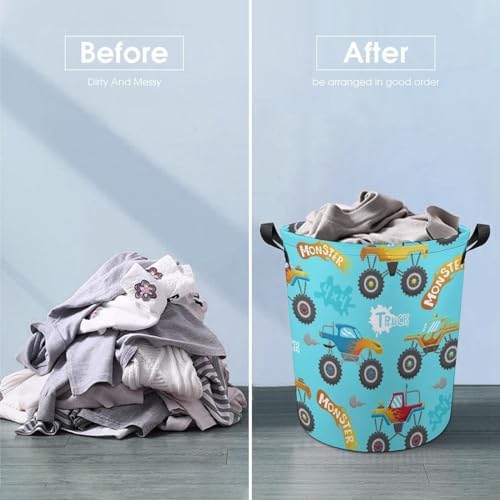 Monster Truck Cartoon Laundry Hamper