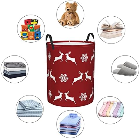 AFHYZY Snowflake Foldable Laundry Hamper Collapsible Handle Durable Storage for Bedroom
