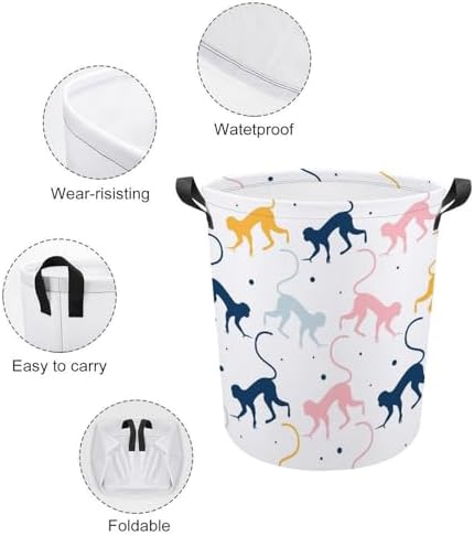 MEIKKOMonkey Pattern Storage Basket - Durable Waterproof Organizer for Home Travel