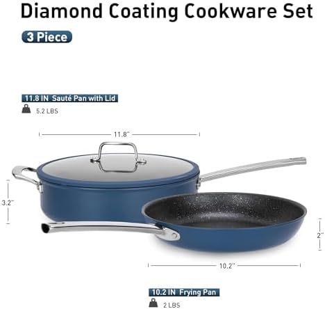 MAISON ARTS 3-Piece Frying Pan Set with Indicates Coating and Silicone Lid