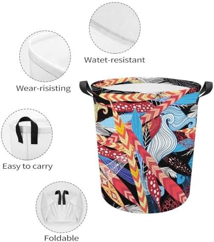 Leaves Feathers Vintage Laundry Hamper