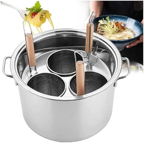 Stainless Steel Pasta Cooker - 345 Holes Pasta Pot with Strainer