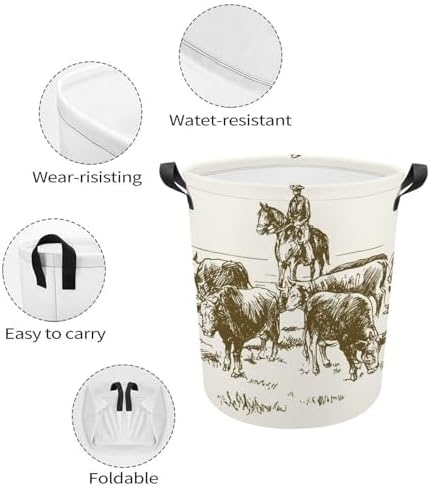 MEIKKO Cattle Drive Cowboys Laundry Hamper