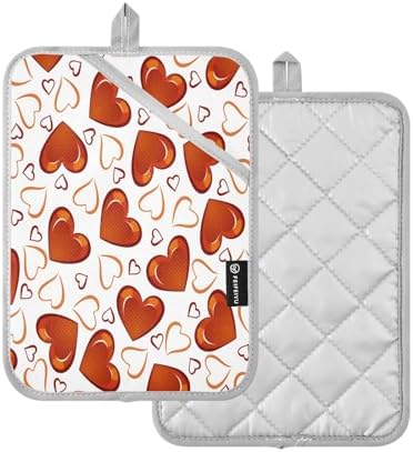 KCldeci Red Hearts Pot Holder Set