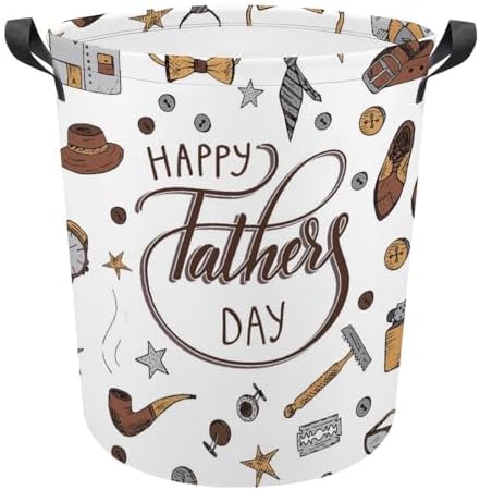 Happy Fathers Day Laundry Hamper with Waterproof Design and Carry Handles