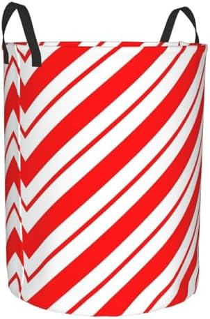 SHANGYINGJI Peppermint Stripes Linen Laundry Hamper
