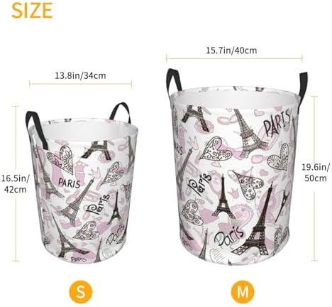 Paris Eiffel Tower Waterproof Laundry Basket Collapsible with Handle