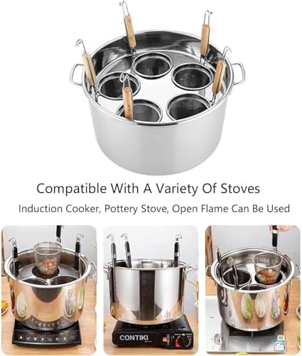 DAOUXIAOSP 5-Hole Pasta Pot Set with Strainer Basket