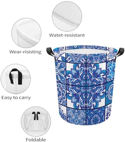 Geometric Blue Ethnic Laundry Hamper