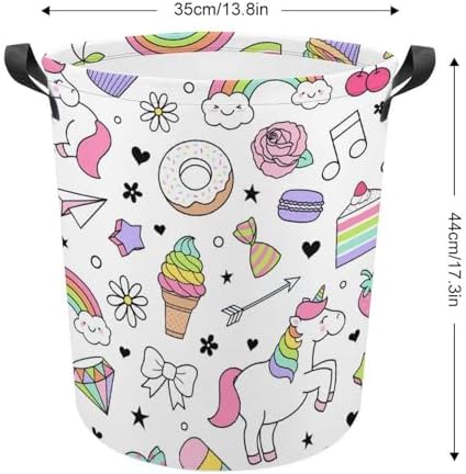 Unicorn Dessert Laundry Hamper Waterproof Easy to Carry