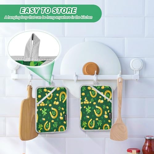 Kcldeci Heat Resistant Potholders Green Patricks Day Set 2Pack