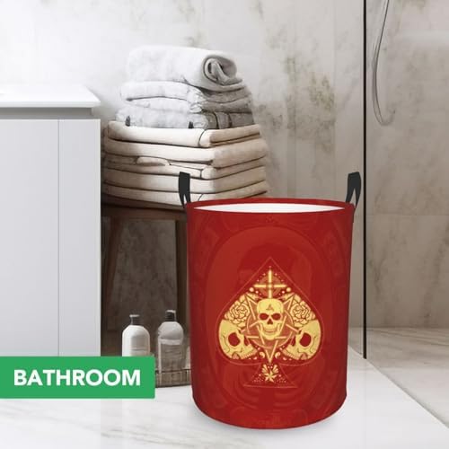 Itin Waterproof Laundry Hamper Red Skull Print S-40L