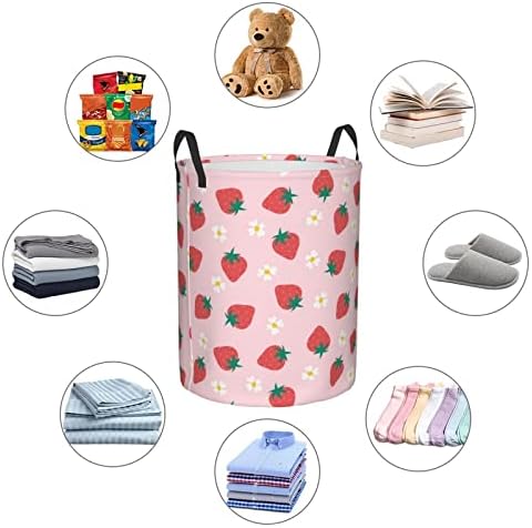 Strawberry Collapsible Laundry Hamper - Easy to Carry Storage Solution