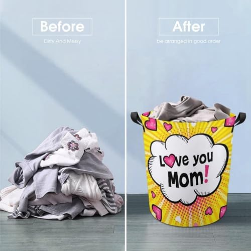 Love You Mom Collapsible Laundry Basket